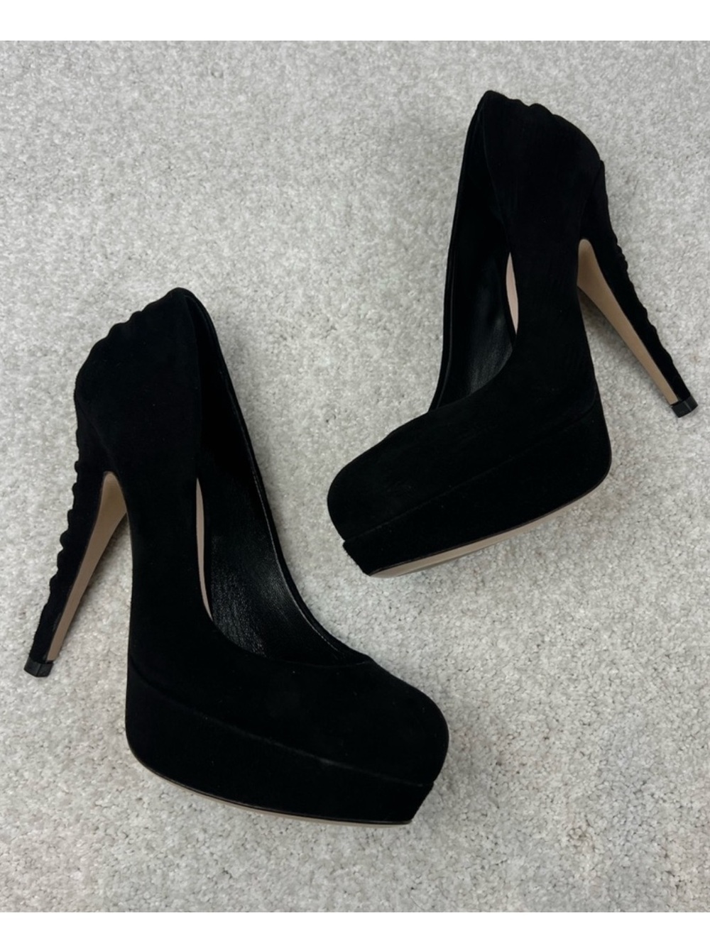 00’s Miu Miu Black Suede Platform Heels